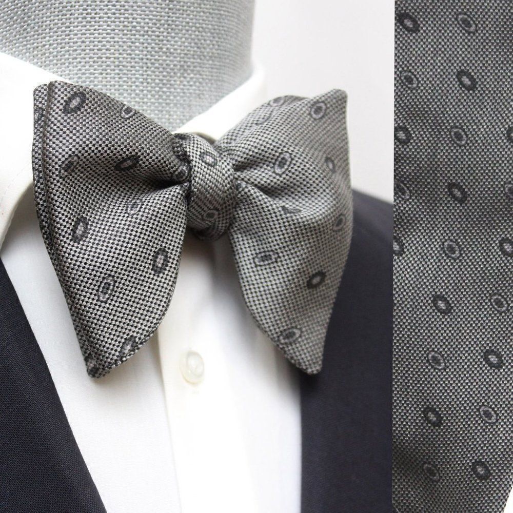Men's Self tied Bow Tie Big bow tie Butterfly Bow tie‎ S602 Grey Ornament